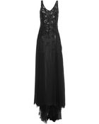 Nina Ricci Noir Embroidered Georgette Gown - Lyst