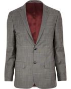 River Island Grey Window Check Skinny Suit Jacket - Lyst