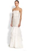 Aidan Mattox Strapless Sequined Gown - Lyst