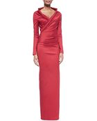 Talbot Runhof Long-sleeve Wrap Column Gown - Lyst