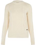 Barbour Cream Cable Knit Jumper - Lyst