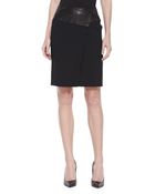Halston Heritage Leather-Waist Pencil Skirt - Lyst