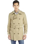 Hart Schaffner Marx Light Olive Double-Breasted Belted Trench Coat - Lyst