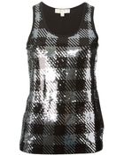 MICHAEL Michael Kors Sequin Embroidered Check Pattern Tank Top - Lyst
