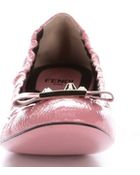 Fendi Pink Patent Leather Bow Detail Ballet Flats - Lyst