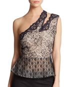 Stella McCartney One-Shoulder Floral Lace Peplum Top - Lyst