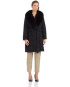 Sofia Cashmere Fur Trimmed Jacquard Coat - Lyst