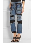 Junya Watanabe Patchwork Low-Rise Straight-Leg Jeans - Lyst
