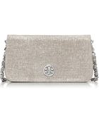 Tory Burch Brushed Metallic Adalyn Clutch - Lyst