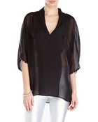 Just Cavalli Silk V-Neck Blouse - Lyst