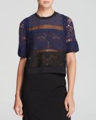 Rebecca Taylor Top - Short Sleeve Patch Lace Silk - Lyst