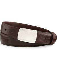 W.kleinberg Matte Alligator Belt With Plaque Buckle - Lyst