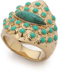 Aurelie Bidermann Engraved Turquoise Ring - Gold - Lyst