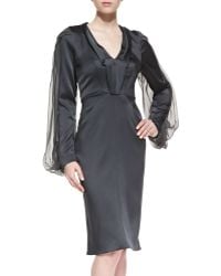 Zac Posen L/S Crepe Cocktail Dress - Lyst
