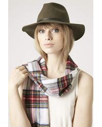 Topshop Pu Contrast Band Fedora Hat - Lyst