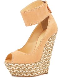 Giuseppe Zanotti Cumber Suede Braided Peep-Toe Wedge - Lyst