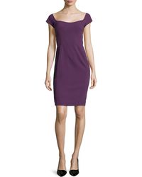 Zac Posen Short-Sleeve Wide-Neck Sheath Dress - Lyst