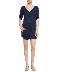 Milly Knit Cotton-Blend V-Neck Jumpsuit - Lyst