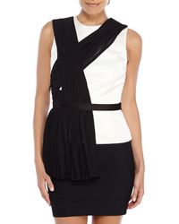 Jason Wu Ivory & Black Pleated Drape Top - Lyst