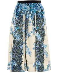 Tibi Floral-Print Silk Gazar Full Skirt - Lyst
