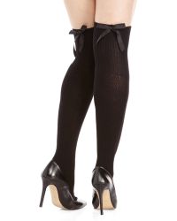 Vince Camuto Black Over-The-Knee Ribbon Socks - Lyst