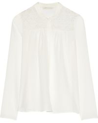 Maje Calor Embroidered Silk-Crepe Top - Lyst