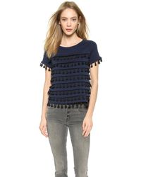 Milly Fringe Tee - Midnight - Lyst