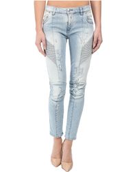 Balmain Light Wash Distressed Skinny Jeans In Light Wash - Lyst