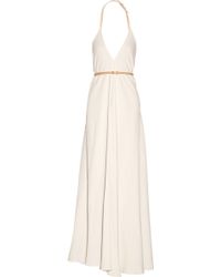 Victoria Beckham Leather-Trimmed Cady Gown - Lyst