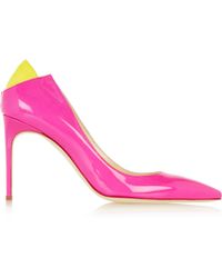 Brian Atwood Mercury Suede-Trimmed Patent-Leather Pumps - Lyst