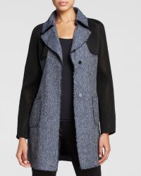 Elie Tahari Lisa Mixed Media Coat - Lyst