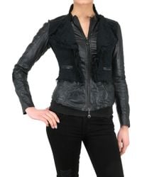 Sonia Villa Cotton Tweed and Leather Jacket - Lyst