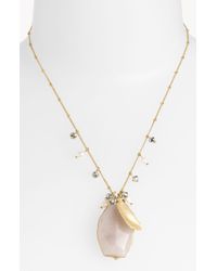 Cara Accessories Semiprecious Oval Pendant Necklace - Lyst