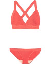 Herv L Ger Neon Crossback Bandage Bikini In Orange Neon Orange V