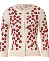 L'Wren Scott Cream-Multi Embroidered Cashmere-Blend Cardigan - Lyst
