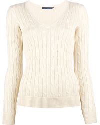 ralph lauren cable knit sweater v neck