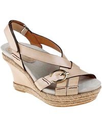 Earthies® Salerno Leather Slingback Wedge Sandals With Buckle Accent - Lyst