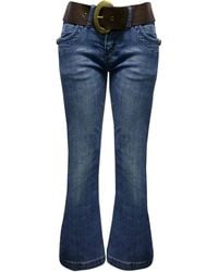 Jane Norman Belted Flare Jeans - Lyst