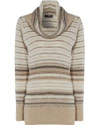 Jane Norman Fluffy Stripe Cowl Jumper - Lyst