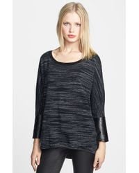 Trouvé Faux Leather Trim Marled Sweater - Lyst