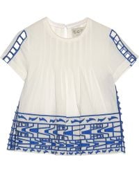 Sea Cutout Embroidered Cotton-Voile Top - Lyst