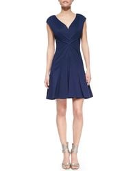 Zac Posen Cap-Sleeve Pleated Dress - Lyst