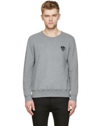 Alexander McQueen Grey Sequinned Skull Sweatshirt - Lyst