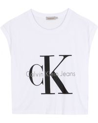 Calvin Klein Jeans Mytheresacom Exclusive Cottonblend Cropped Muscle Tee - Lyst