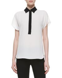 Michael Kors Bicolor Silk Georgette Popover Top - Lyst