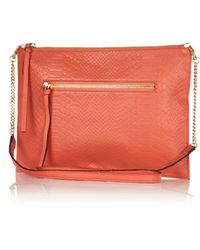 bright leather bag river island asos strap crochet orange lyst snake coral cross body