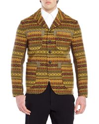 Junya Watanabe Olive Fair Isle Jacket - Lyst