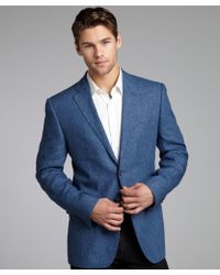 Joseph Abboud Denim Blue Linen Woven Blazer - Lyst