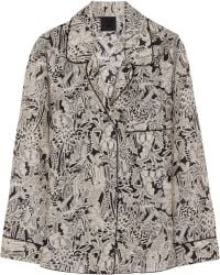 Anna Sui Printed Silk-Crepe Shirt - Lyst