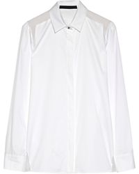 Karl Lagerfeld Reka Silk-Organza-Paneled Cotton-Blend Poplin Shirt - Lyst